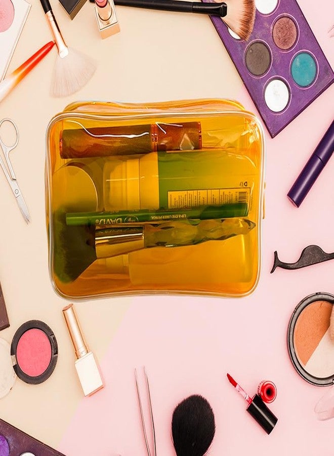 TotePrint Neon Clear Pouch Small, Clear Makeup Bag, 7"x2.3"x4.7" Size TSA Approved Toiletry Bag, Clear Travel Bags for Toiletries, Clear Cosmetic Bag for Women and Men Small (yellow) - Image 5