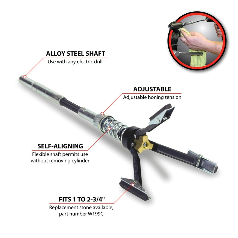 Performance Tool W193C Professional Brake Cylinder Hone 3/4-Inch to 2 3/4-Inch, Black/Silver - Image 2