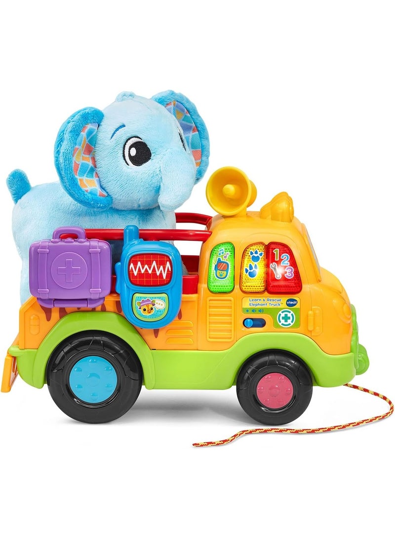 VTech Learn and Rescue Elephant Truck, Pull Toy with Plush Elephant - Image 2