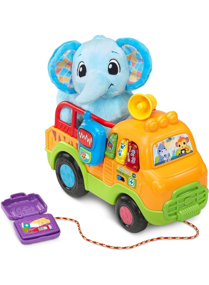 VTech Learn and Rescue Elephant Truck, Pull Toy with Plush Elephant - Image 1