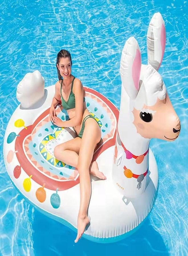 VWretails cute lama ride-on swimming float inflatable for kids & adults with less water swim all ages play relaxation parties gatherings beach lake easy to clean(Multicolor) - Image 4