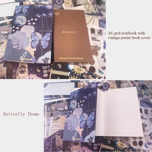 LANLOY 346pcs Journal Supplies Kit Vintage Scrapbook Stickers Art Journaling Bullet Junk Journal Planners DIY Collage Album (New Butterfly) Self-adhesive, Wall,18.2 cm - Image 4