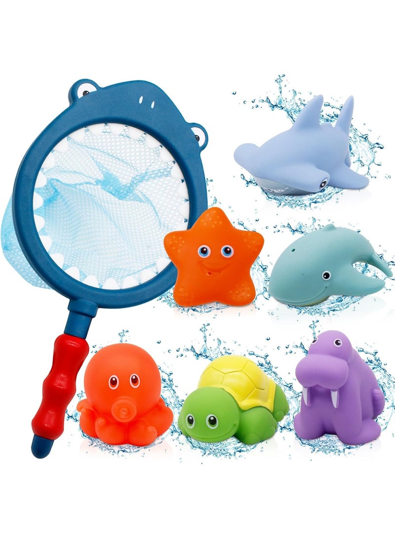 Soofam ألعاب استحمام الأطفال 7 قطع، ألعاب استحمام حيوانات عائمة، لعبة بركة، ألعاب حمام للأولاد والبنات، لعبة استحمام للأطفال الصغار 1 2 3 4 5 سنوات - Image 1