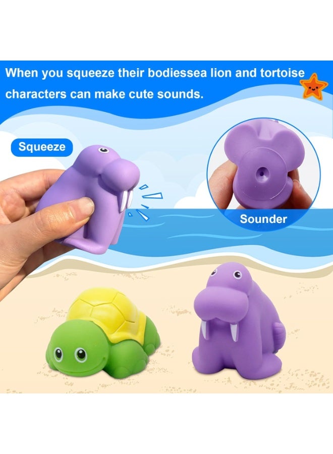 Soofam ألعاب استحمام الأطفال 7 قطع، ألعاب استحمام حيوانات عائمة، لعبة بركة، ألعاب حمام للأولاد والبنات، لعبة استحمام للأطفال الصغار 1 2 3 4 5 سنوات - Image 4