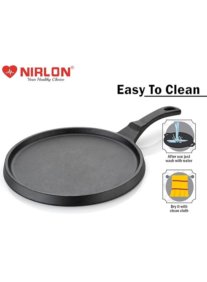 NIRLON Pre-Seasoned Cast Iron Tawa for Dosa/Chapathi Pan with Long Handle | 25cm| Gas & Induction Stove-Friendly | Naturally Nonstick, 100% Pure & Toxin-Free, No Chemical Coating - Image 4
