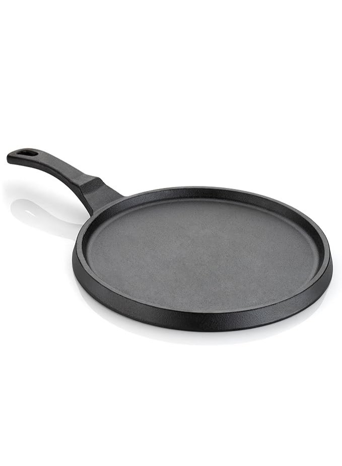 NIRLON Pre-Seasoned Cast Iron Tawa for Dosa/Chapathi Pan with Long Handle | 25cm| Gas & Induction Stove-Friendly | Naturally Nonstick, 100% Pure & Toxin-Free, No Chemical Coating - Image 1