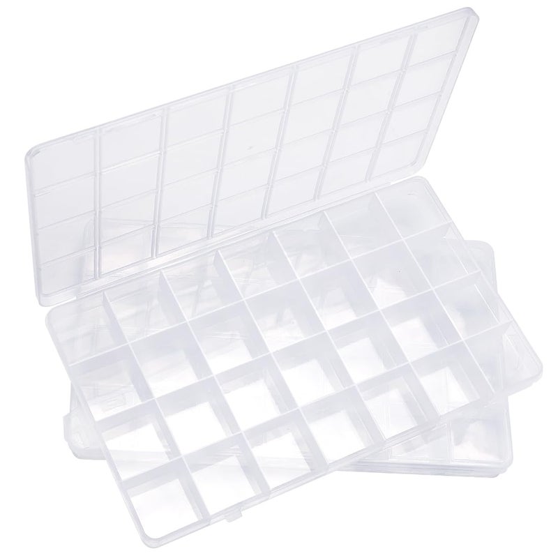 Eppingwin 28 Grids Bead Organizer, Craft Organizers and Storage, Acrylic Organizers, plastic Bead Organizer Box for Crafts Organizing Storing (2 Pack) - Image 1