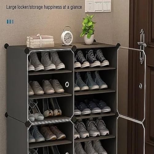 KEEKOS Shoe Rack Plastic,Portable with Dustproof Door, Multi-Purpose Plastic for Home Foldable Portable Shelves Chappal, Slipper, Heels, Boots,Stand (Light Grey, 18-Shelf-6-Door) - Image 4