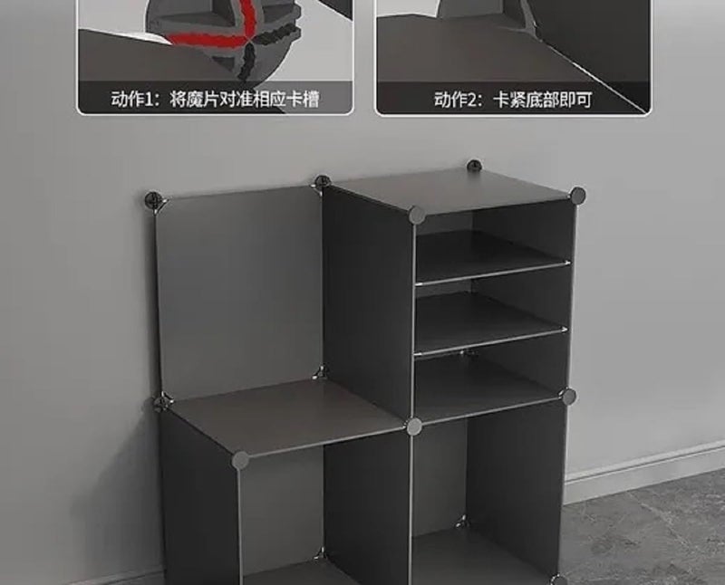 KEEKOS Shoe Rack Plastic,Portable with Dustproof Door, Multi-Purpose Plastic for Home Foldable Portable Shelves Chappal, Slipper, Heels, Boots,Stand (Light Grey, 18-Shelf-6-Door) - Image 3