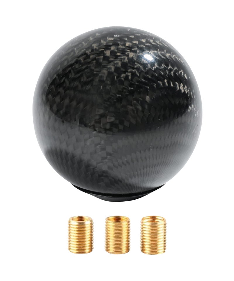 SUJADE YAKEFLY Universal Shifter, Round Carbon Fiber Shift Knob with 3 Aluminum Adapters, Automatic Gear Shift Knob (Carbon Black) - Image 1