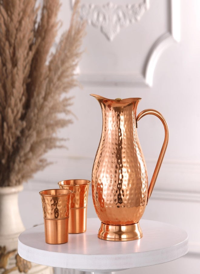 Kitchen Science Large Pure Copper Pitcher 70 oz (2000 ml) with 2 Stylish Tumblers – Ayurvedic Copper Water Jug Set, 100% Pure Copper Vessel, Durable, Leak-Resistant & Premium Finish - Image 2