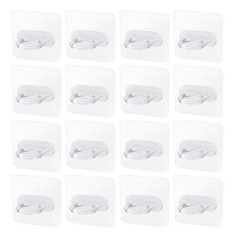 16 Pcs White Adhesive Wall Hooks for Bathroom Kitchen Door Storage Organizer - Image 2