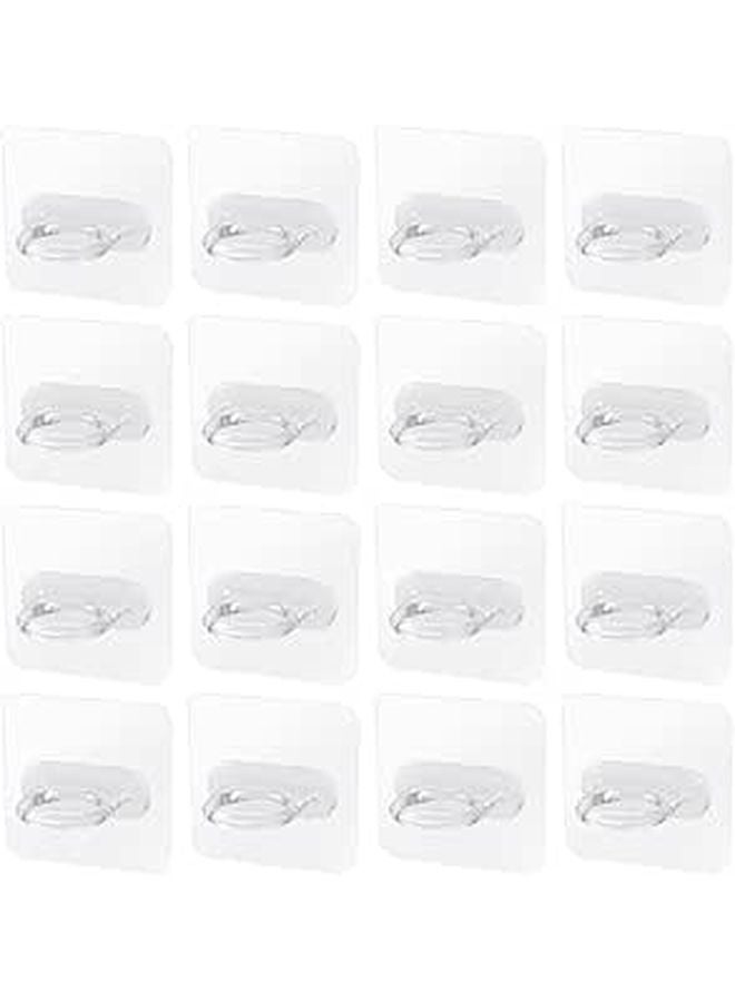 16 Pcs White Adhesive Wall Hooks for Bathroom Kitchen Door Storage Organizer - Image 1