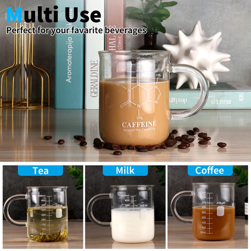 PSZEZNZ Caffeine Beaker Mug Caffeine Mug Chemistry Mug 16 Oz Borosilicate Glass Coffee Mugs Coffee Mugs Measuring For Coffee Graduated Beaker Mug (450Ml) - Image 5