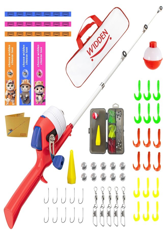 WIDDEN Kids Fishing Pole, Telescopic Fishing Rod, Toddler Collapsible Fishing Rod and Reel Combo with Tackle Box, Fishing Line, Bobber, and Soft Lures for Boy, Girl, Youth, Beginner, Over 4 Years Old - Image 1