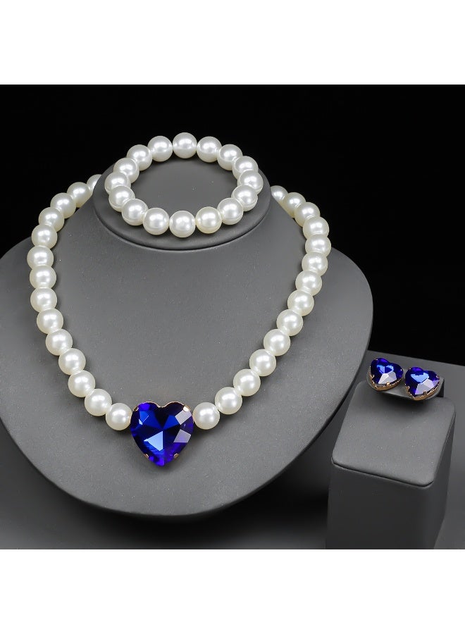 NIBEMINENT Minimalist Heart-shaped Earrings, Bracelet, and Necklace Set