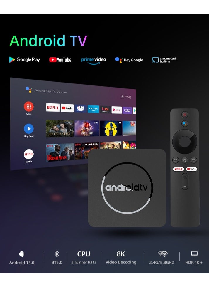 Generic Android13  TV Box with Voice Remote - Allwinner Quad-Core, 4K Full HD, Dual WiFi & Bluetooth, HDMI, Supports BesTV/MP3/AVI/VOB, Pocket-Sized  - Image 2