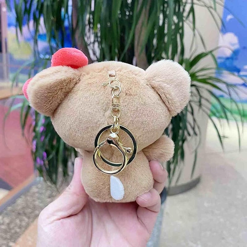 Bandfol Cartoon Bag Charms Cute Plush Keychain for Women Girls, 5 Soft Backpack Key Chain Cute Stuffed Animals Bag Keychain - Image 4