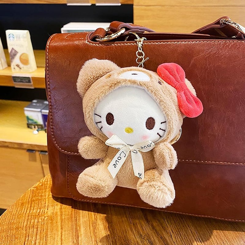 Bandfol Cartoon Bag Charms Cute Plush Keychain for Women Girls, 5 Soft Backpack Key Chain Cute Stuffed Animals Bag Keychain - Image 5
