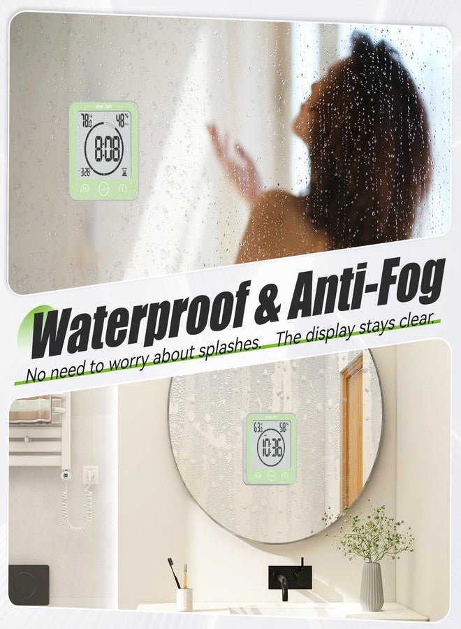 Baldr Shower Clock Waterproof Bathroom Clock with Timer/Temperature/Humidity, Digital Timers for Kids and Adults, Bath Kitchen Study, Green - Image 5