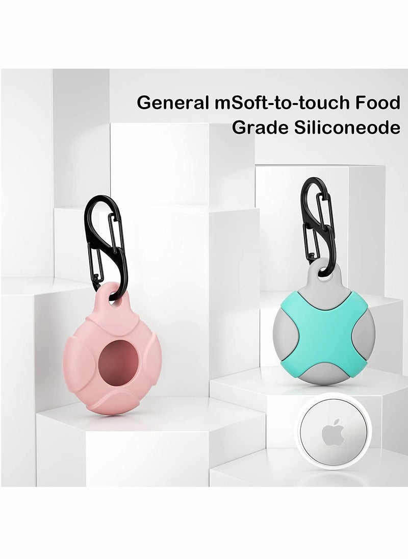 SYOSI - Case for Apple AirTag with Keychain Ring, 4 Pack Silicone Waterproof Anti-Scratch Protective Tracker Cover Compatible AirTags Pets, Keys, Luggage, Backpacks (Multiple Colours) - Image 1