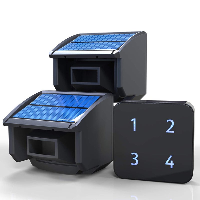 HTZSAFE Solar Driveway Alarm System-1/4 Mile Long Transmission Range-Solar Powered No Need Replace Batteries-Outdoor Weatherproof Motion Sensor&Detector DIY Security Alert-1 Receiver and 2 Sensors KIT - Image 1