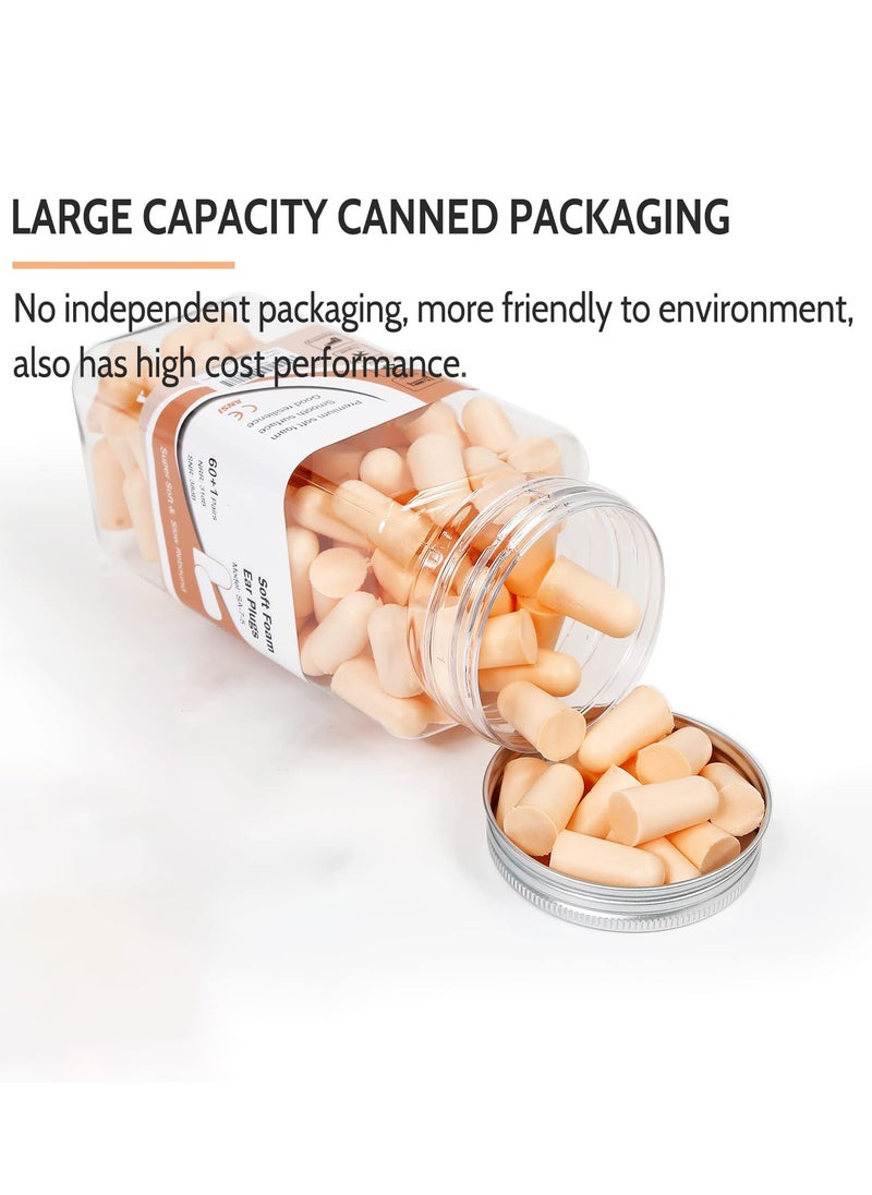 SYOSI - Flesh Color Foam Ear Plugs for Sleeping 60 Pairs 38dB SNR Noise Reduction Earplugs with Reusable Silicone Earplug Ultra Soft Hearing Protection for Snoring Work Shooting and All Loud Events - Image 1