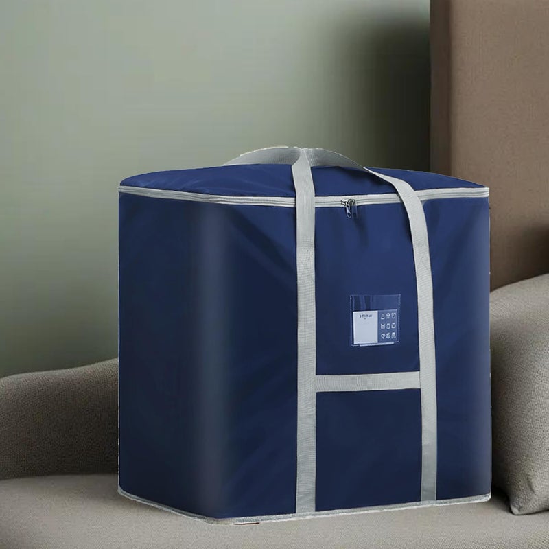 Kuber Industries Underbed Storage Bag Foldable Storage Bag Moisture Proof Dustproof Bedding Organizer Blanket Storage Bag with zipper Travel Moving Bag with Handle L ZH016BU Blue - Image 2