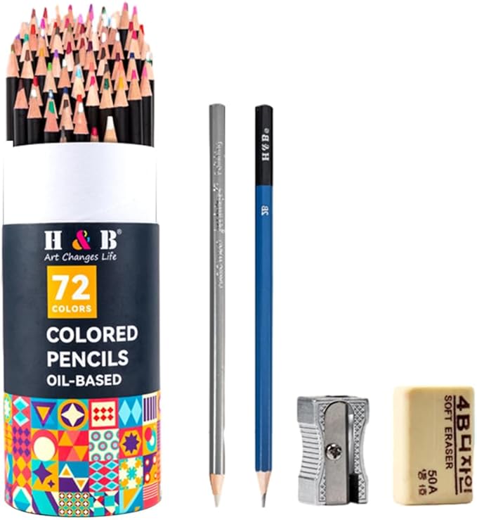 72 Oil Colored Pencils Pre Sharpened Vibrant Colors for Sketching Coloring Books Arts Projects Pack of 1 - Image 1
