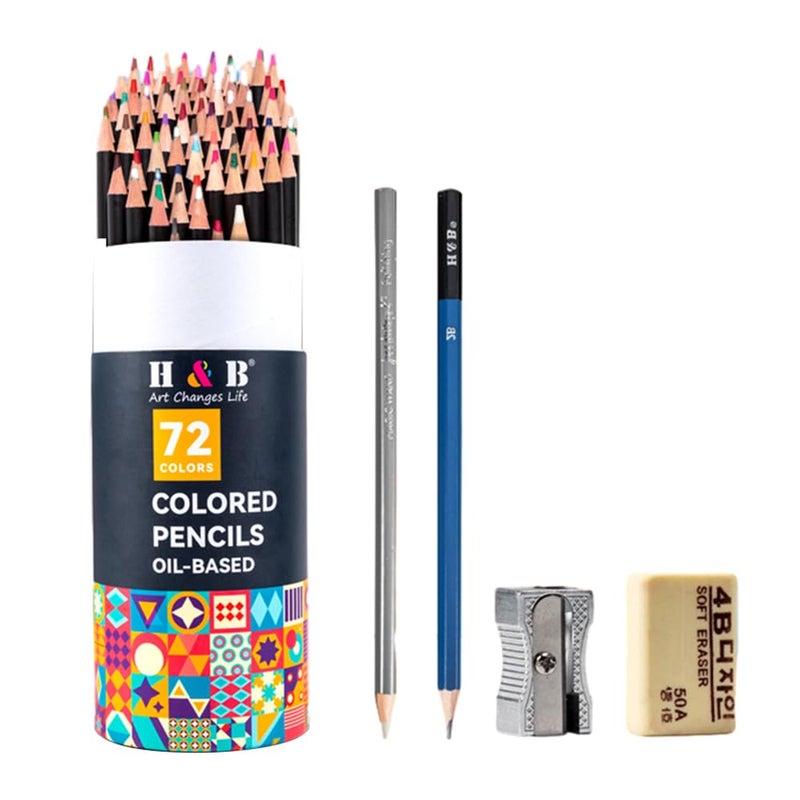 72 Oil Colored Pencils Pre Sharpened Vibrant Colors for Sketching Coloring Books Arts Projects Pack of 1 - Image 2