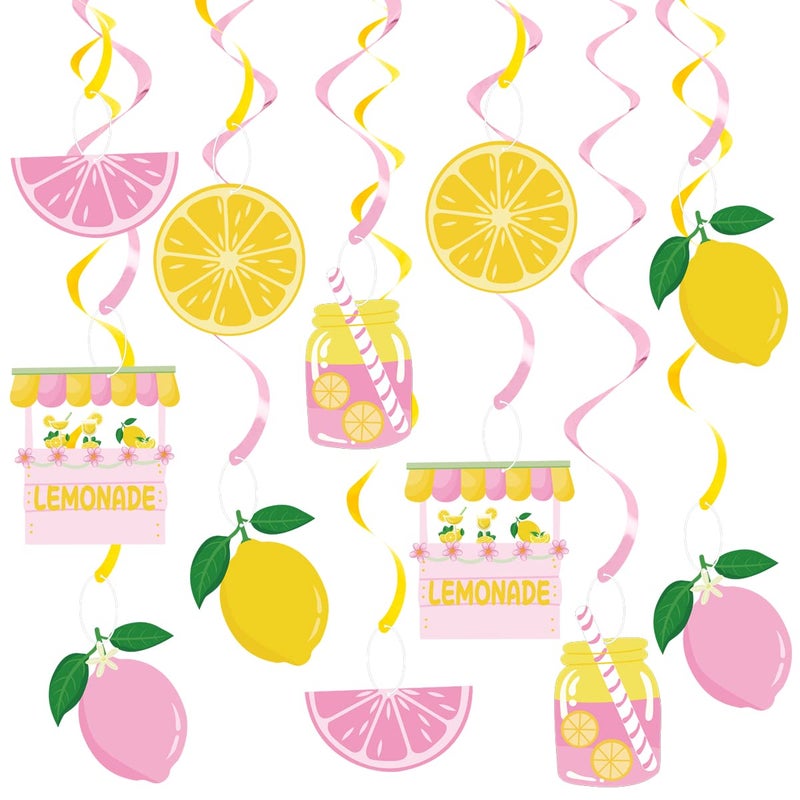 K KUMEED 20Pcs Lemon Hanging Swirl Decorations Citrus Lemonade Party Hanging Decor for Lemonade Baby Shower Citrus Lime Birthday Party Summer Fruit Party Decor Celling Home Office Decor - Image 3