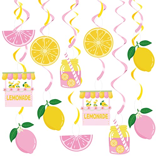 K KUMEED 20Pcs Lemon Hanging Swirl Decorations Citrus Lemonade Party Hanging Decor for Lemonade Baby Shower Citrus Lime Birthday Party Summer Fruit Party Decor Celling Home Office Decor - Image 1