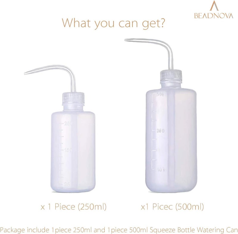 BEADNOVA زجاجة ضغط BEADNOVA لري النباتات زجاجة غسل العين زجاجة ري بلاستيكية صغيرة لري النباتات الداخلية وشم 2 قطعة 250 مل و 500 مل - Image 3