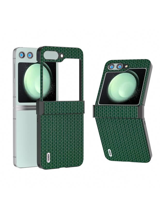 اس-توب جراب لهاتف Samsung Galaxy Z Flip5 من ABEEL Hinge مصنوع من الجلد الأصلي الفاخر - Image 1