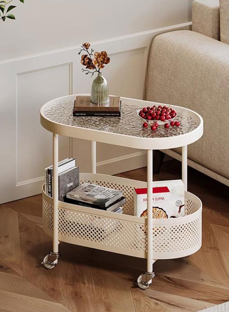 شو وو طاولات قهوة، طاولة جانبية للأريكة، طاولة دوارة، عربة، طاولات جانبية للسرير، طاولات كتب، سلة تخزين فواكه وخضراوات، طاولة ديكور للأثاث، رف تخزين، لون أبيض، 60 سم. - Image 1