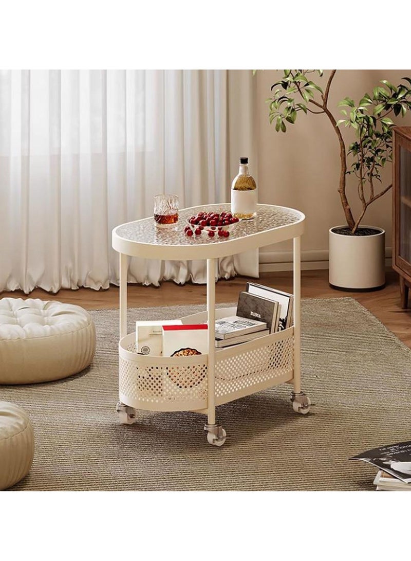 شو وو طاولات قهوة، طاولة جانبية للأريكة، طاولة دوارة، عربة، طاولات جانبية للسرير، طاولات كتب، سلة تخزين فواكه وخضراوات، طاولة ديكور للأثاث، رف تخزين، لون أبيض، 60 سم. - Image 3