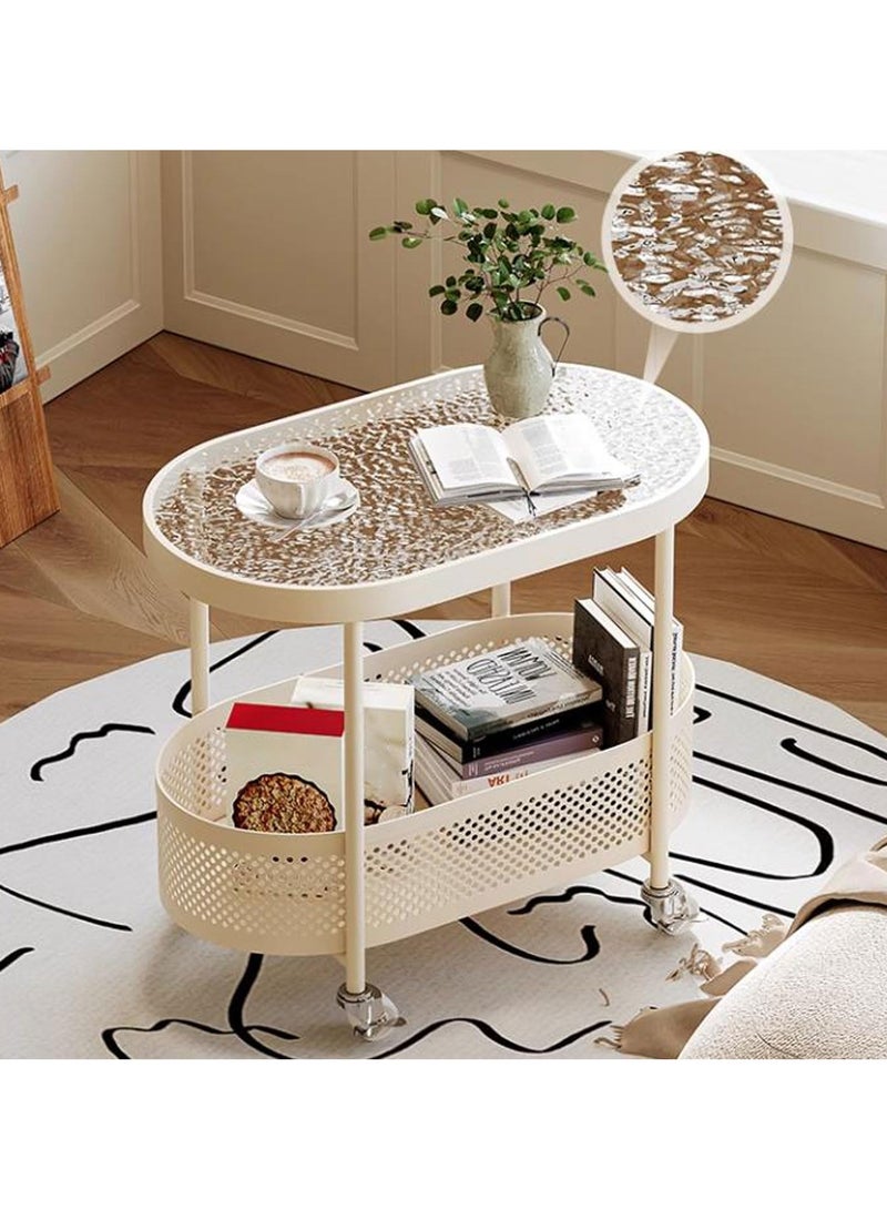 شو وو طاولات قهوة، طاولة جانبية للأريكة، طاولة دوارة، عربة، طاولات جانبية للسرير، طاولات كتب، سلة تخزين فواكه وخضراوات، طاولة ديكور للأثاث، رف تخزين، لون أبيض، 60 سم. - Image 4