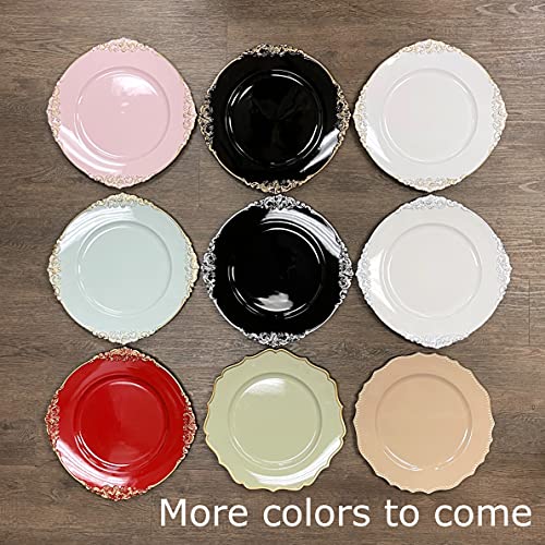 allgala 13-Inch 6-Pack Heavy Quality Round Charger Plates-Floral Pink-HD80345 - Image 3
