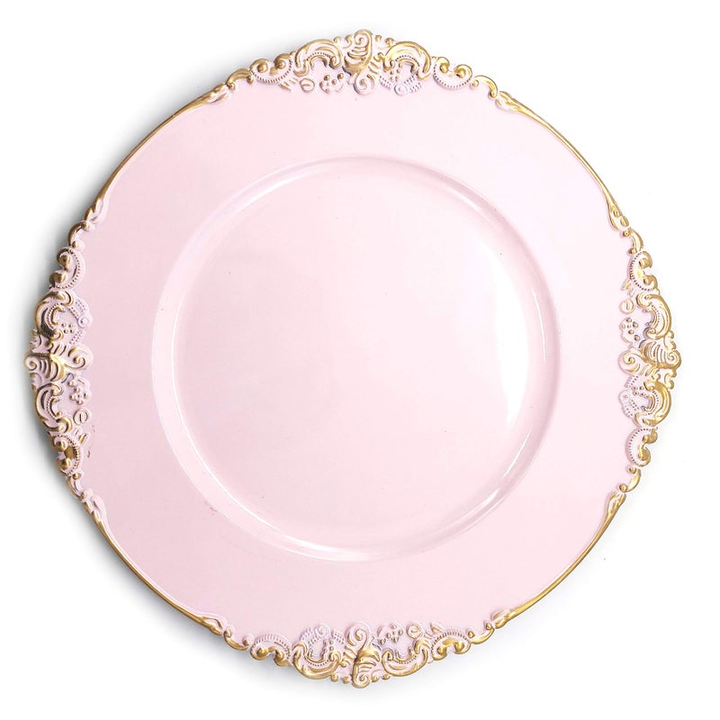 allgala 13-Inch 6-Pack Heavy Quality Round Charger Plates-Floral Pink-HD80345 - Image 4