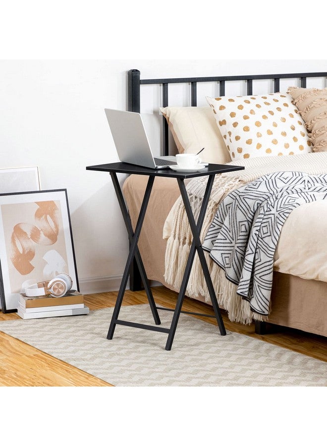 HOOBRO Folding TV Tray Table, Stable Snack Table for Small Space, Portable Sofa Side Table, Easy Assembly and Storage, Ideal for Snacks and Meals in Living Room, Black BK15BZ01 - Image 3