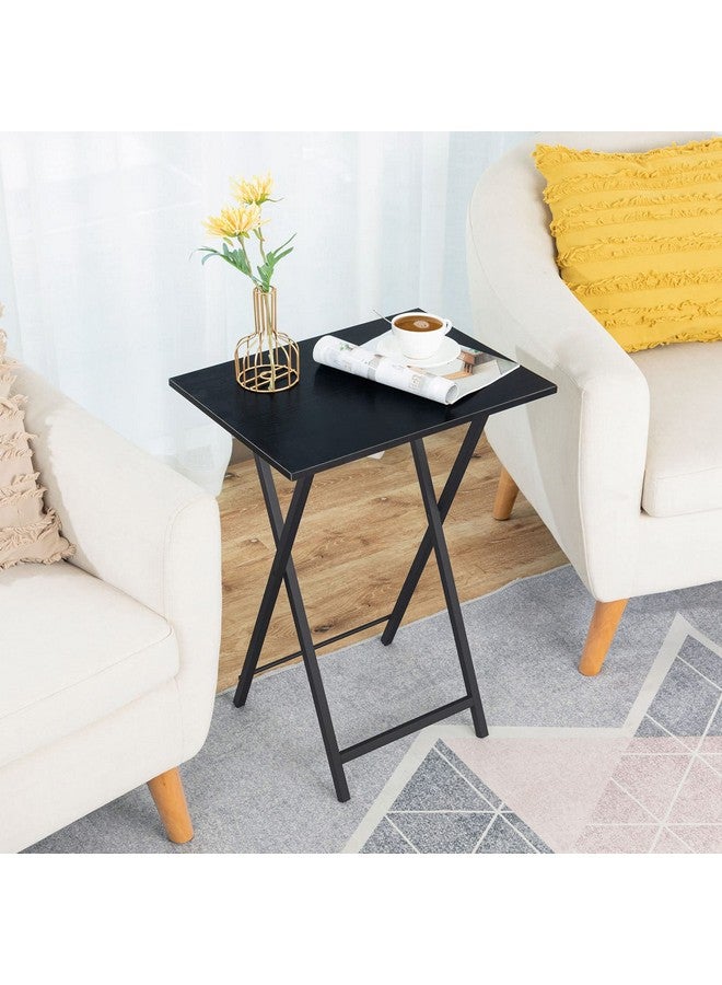 HOOBRO Folding TV Tray Table, Stable Snack Table for Small Space, Portable Sofa Side Table, Easy Assembly and Storage, Ideal for Snacks and Meals in Living Room, Black BK15BZ01 - Image 2