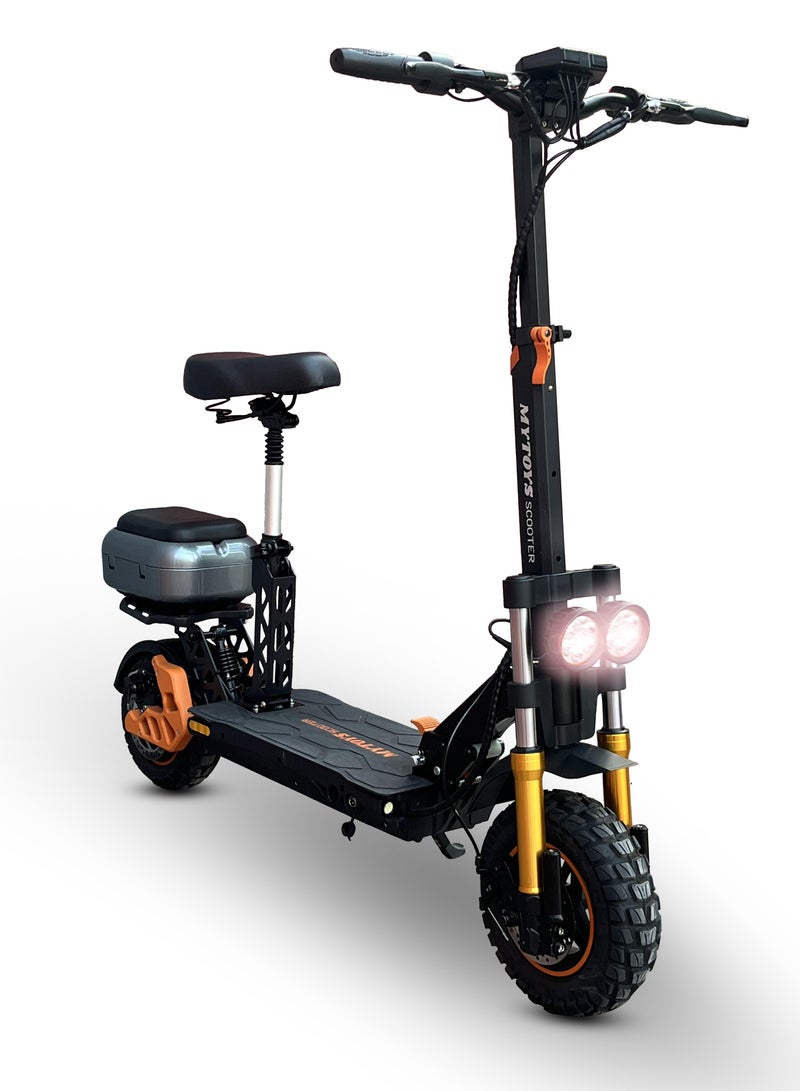 Mytoys MT590 High Speed Electric Scooter 65 km/h Speed,1500W Brushless Motor, High Capacity Battery 20Ah,60km Range With Adjustable Leather Seat Super Hydrolic Suspension, Back Cushion Storage Box - Image 1