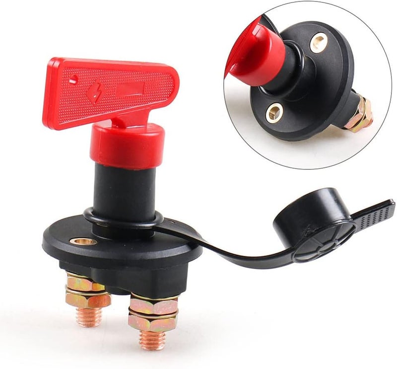 woobles Battery Disconnect Switch for Car, 12V 24V Emergency Power Kill Disconnect Battery Cut Off Shut Off Kill Switch With1 Key and A Cover for Marine Car Boat Rv ATV - Image 2