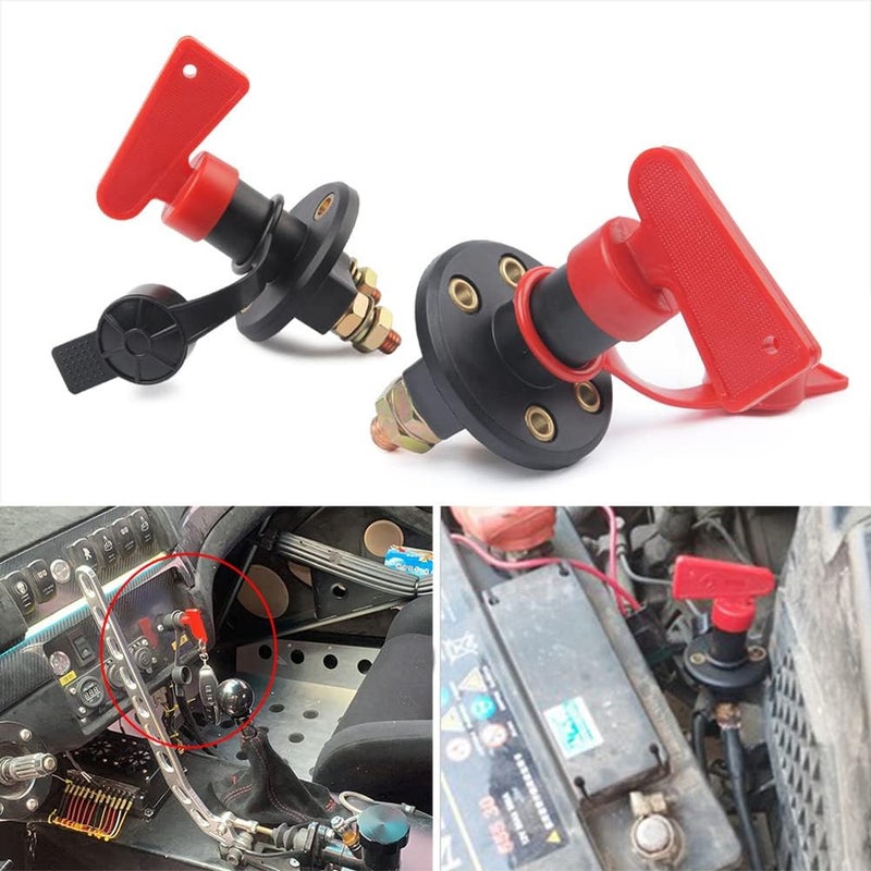 woobles Battery Disconnect Switch for Car, 12V 24V Emergency Power Kill Disconnect Battery Cut Off Shut Off Kill Switch With1 Key and A Cover for Marine Car Boat Rv ATV - Image 1