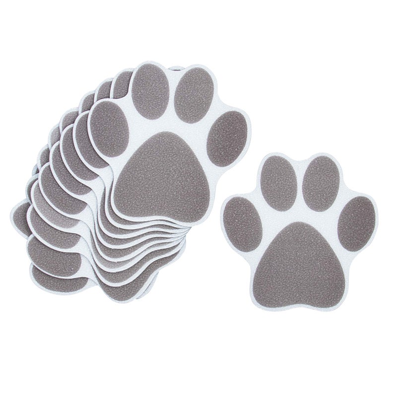 AUEAR 10 Pack Adhesive Paw Print Bath Treads Non Slip Bathtub Stickers Strong Appliques AntiSlip Traction to Tubs Decals
