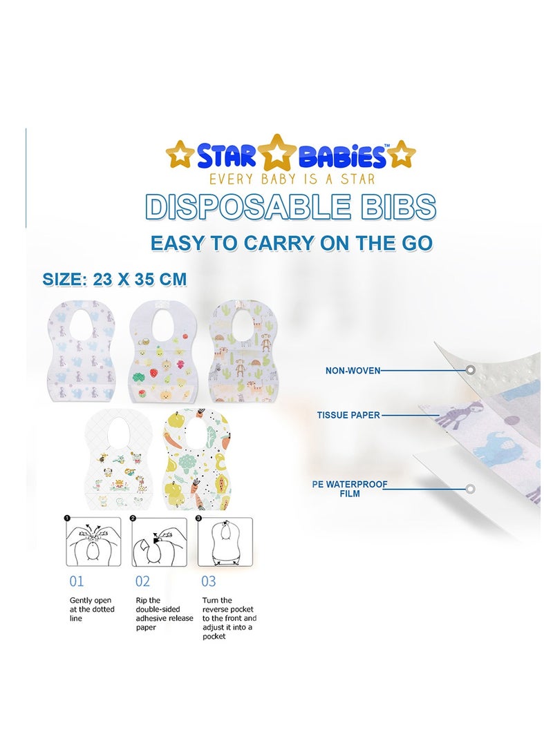 STAR BABiES حزمة ستار بيبيز كومبو (حصيرة تغيير 12 قطعة، وسادة صدر 12 قطعة، مريلة قابلة للاستخدام مرة واحدة 12 قطعة) - أبيض - Image 4