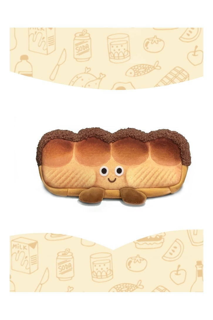 حقيبة أقلام إبداعية للطلاب للمدرسة أو اللوازم المكتبية، هدية حافظة أقلام، سحاب سعة كبيرة، تصميم خبز لطيف - Image 1