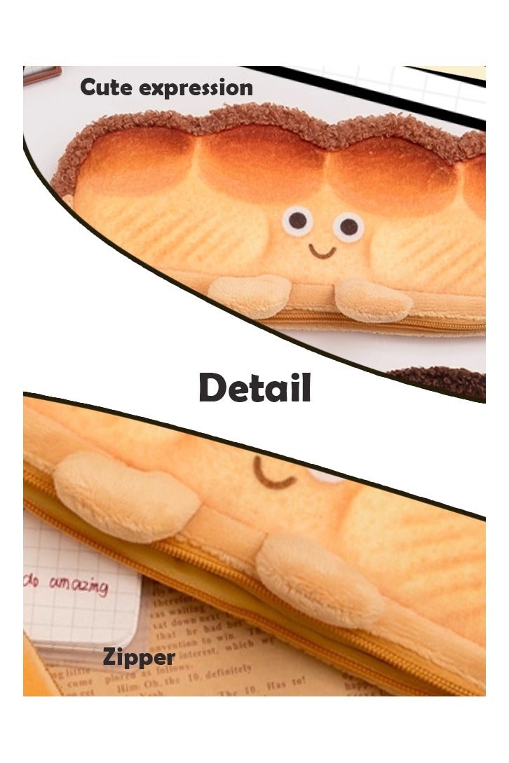 حقيبة أقلام إبداعية للطلاب للمدرسة أو اللوازم المكتبية، هدية حافظة أقلام، سحاب سعة كبيرة، تصميم خبز لطيف - Image 2