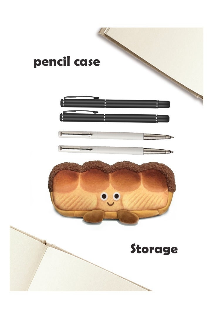 حقيبة أقلام إبداعية للطلاب للمدرسة أو اللوازم المكتبية، هدية حافظة أقلام، سحاب سعة كبيرة، تصميم خبز لطيف - Image 3