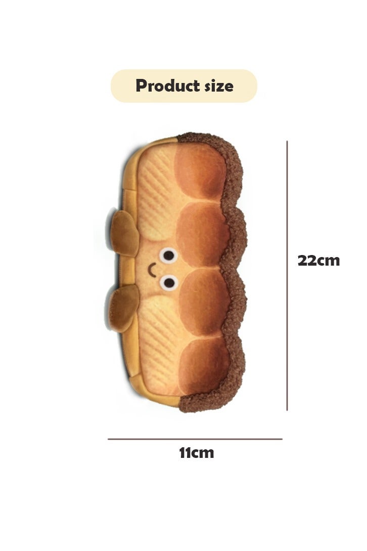 حقيبة أقلام إبداعية للطلاب للمدرسة أو اللوازم المكتبية، هدية حافظة أقلام، سحاب سعة كبيرة، تصميم خبز لطيف - Image 4